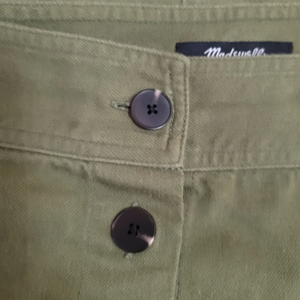Madewell Station Olive Green Front Button Mini Skirt Size 14 - Picture 7 of 10
